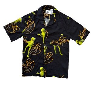 Disney Kermit the Frog Small Short Sleeve Button Up Men's Camp Shirt‎